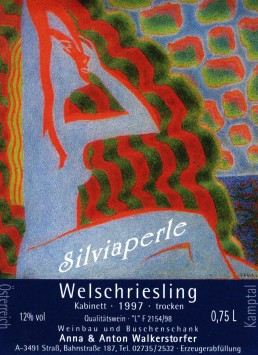 Weingut Silvia Rosenberger Strass Taufwein Etikette 1997 Silviaperle